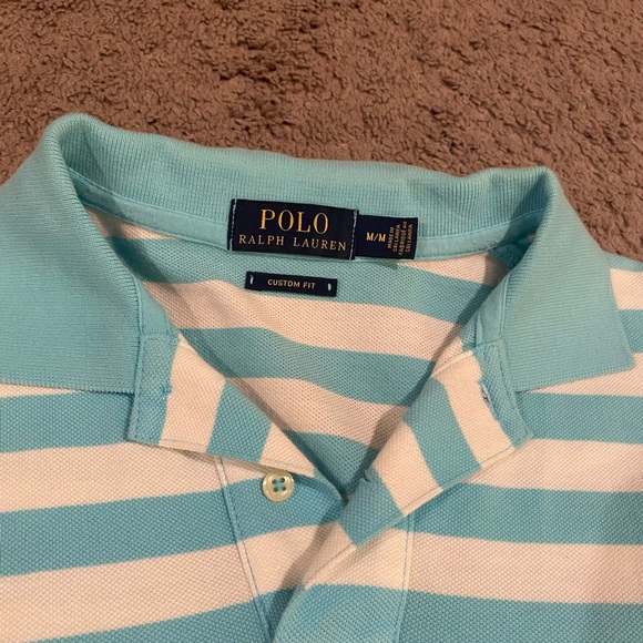 Polo Ralph Lauren Blue and White Striped Polo Shirt - Picture 4 of 7